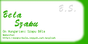 bela szapu business card